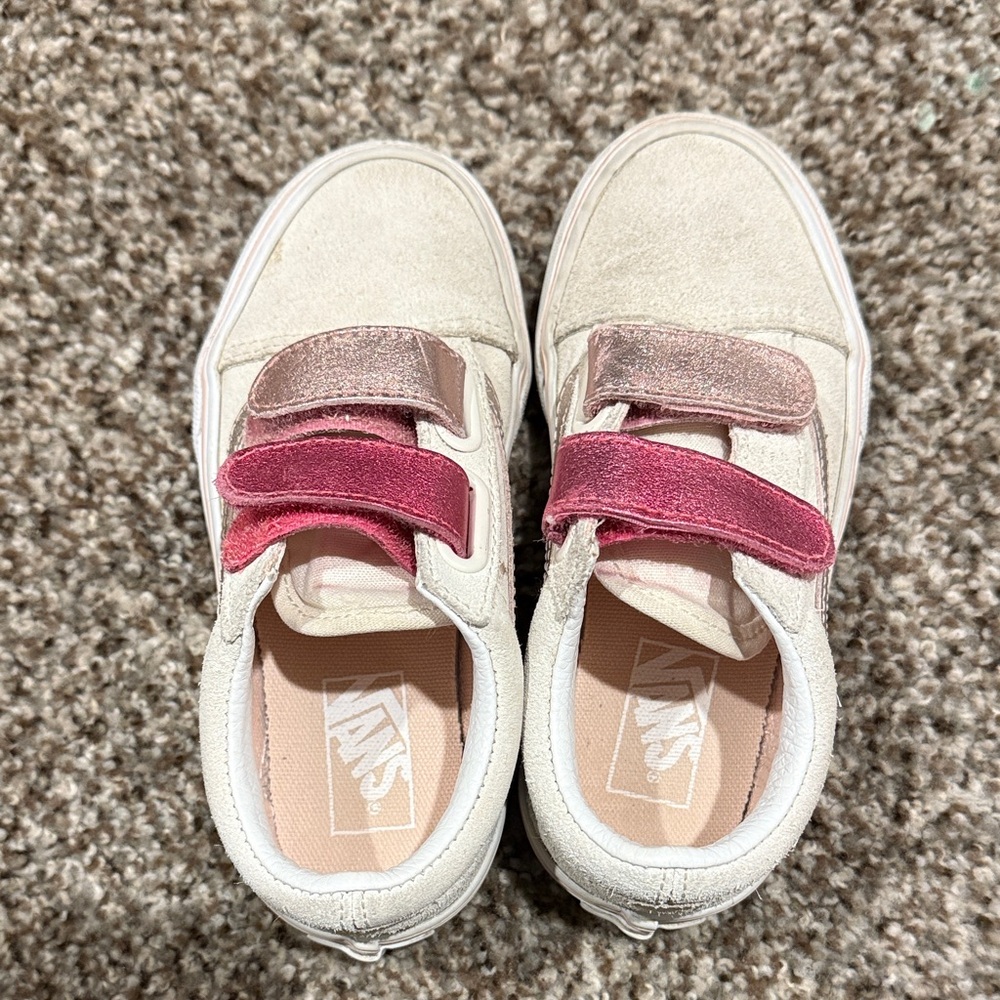 Girl’s VANS Cream and Pink Velcro Sneakers - Picture 5 of 6